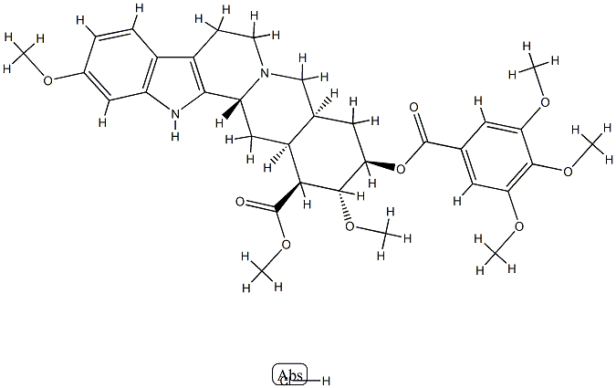 (3β,20α)-11,17α-ジメトキシ-18β-[(3,4,5-トリメトキシベンゾイル)オキシ]ヨヒンバン-16β-カルボン酸メチル・塩酸塩 化学構造式