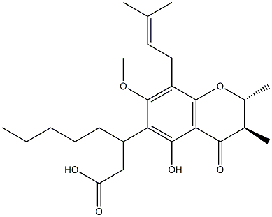 (2R,βR)-3,4-Dihydro-5-hydroxy-7-methoxy-2,3β-dimethyl-8-(3-methyl-2-butenyl)-4-oxo-β-pentyl-2H-1-benzopyran-6-propionic acid|
