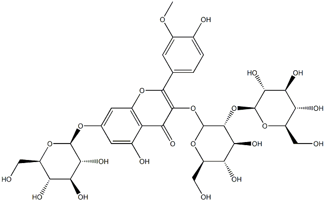3-[[2-O-(β-D-Glucopyranosyl)-β-D-glucopyranosyl]oxy]-7-(β-D-glucopyranosyloxy)-5-hydroxy-2-(4-hydroxy-3-methoxyphenyl)-4H-1-benzopyran-4-one Structure