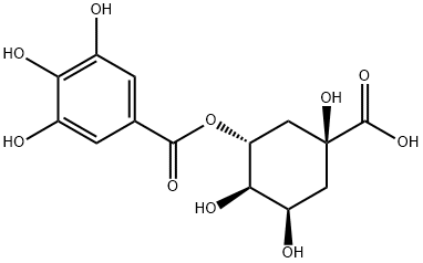 (1S)-1β,3β,4β-トリヒドロキシ-5α-(ガロイルオキシ)シクロヘキサンカルボン酸 化学構造式