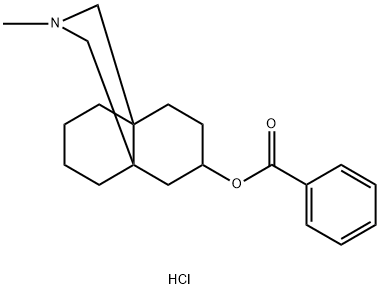 4A,8A-(Methaniminomethano)naphthalen-2-ol, 1,2-beta,3,4,5,6,7,8-octahydro-10-methyl-, benzoate (ester), hydrochloride Struktur
