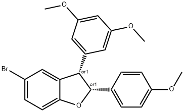 (2,3-Cis)-5-Bromo-3-(3,5-Dimethoxyphenyl)-2-(4-Methoxyphenyl)-2,3-Dihydrobenzofuran Struktur