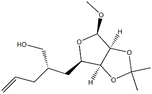 甲基 5,6,7,8,9-五脱氧-2,3-O-(亚丙基)-6-[[(苯基甲氧基)羰基]氨基]-ALPHA-L-塔罗-壬-8-烯呋喃糖苷, 180776-29-8, 结构式