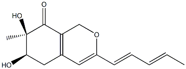 8H-2-Benzopyran-8-one,1,5,6,7-tetrahydro- 6,7-dihydroxy-7-methyl-3-(1E,3E)-1,3- pentadienyl-,(6R,7R)-rel- Struktur