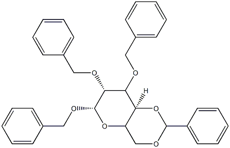ベンジル2,3-ジ-O-ベンジル-4,6-O-ベンジリデン-β-D-グルコピラノシド 化学構造式