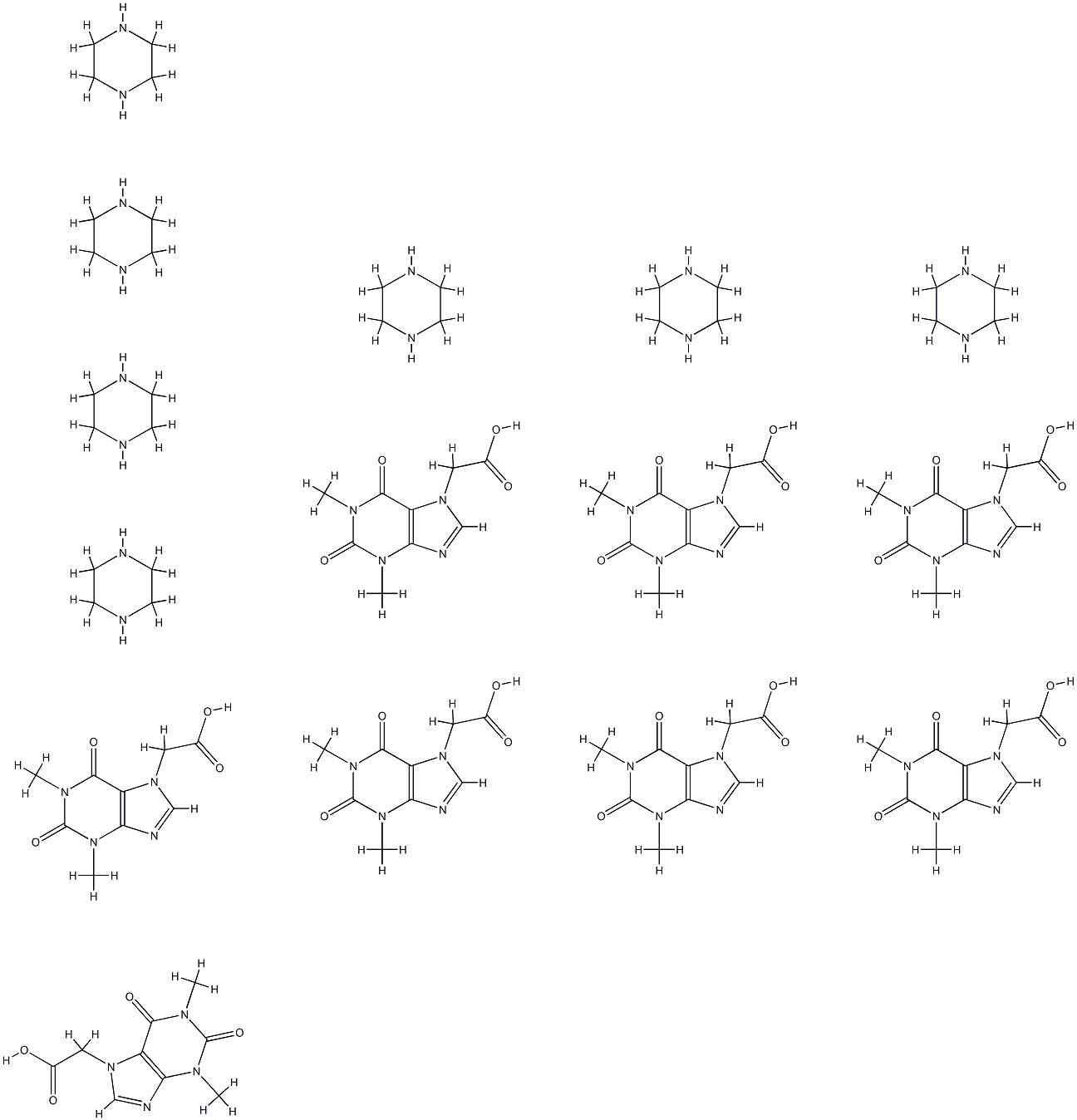 Acefylline Piperazine 化学構造式