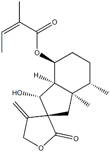 (1'R,3R,7'aβ)-1'β-ヒドロキシ-3'aβ,4'β-ジメチル-4-メチレン-7'α-[[(2Z)-2-メチル-2-ブテノイル]オキシ]スピロ[オキソラン-3,2'-ヒドリンダン]-2-オン 化学構造式