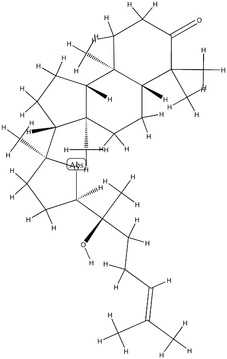 (14α,15S,17aR)-15,17a-エポキシ-20-ヒドロキシ-15-メチル-D-ホモ-C,30-ジノル-13,17a-セコ-5α-ダンマラ-24-エン-3-オン 化学構造式