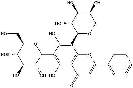 白杨素 6-C-葡萄糖 8-C-阿拉伯糖苷 结构式