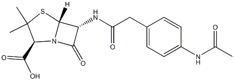 6α-[[[4-(アセチルアミノ)フェニル]アセチル]アミノ]ペニシラン酸 化学構造式