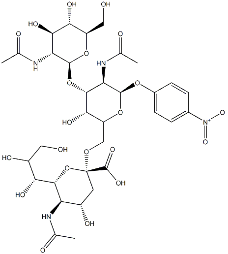 GLCNACΒ(1-3)[NEU5ACΑ(2-6)]GALNAC-Α-PNP, 1858223-99-0, 结构式
