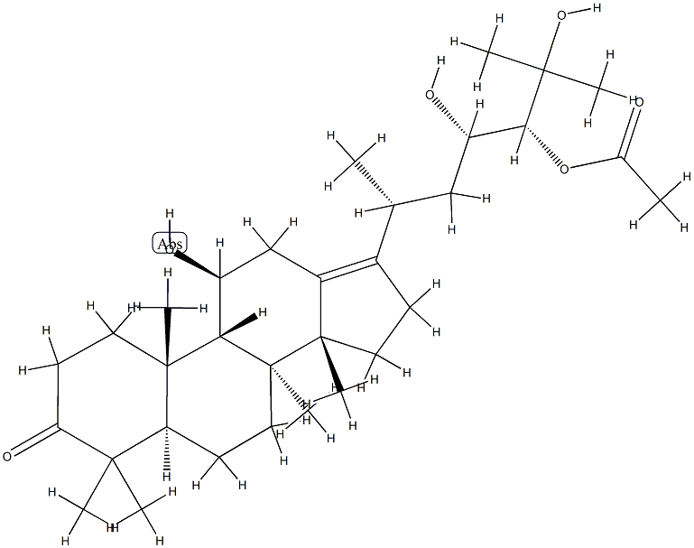 (8α,9β,14β,23S,24R)-11β,23,25-トリヒドロキシ-24-アセトキシダンマラ-13(17)-エン-3-オン 化学構造式