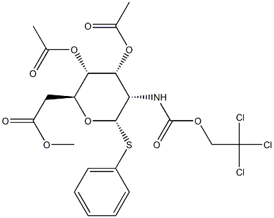 苯基 2-脱氧-1-硫代-2-[[(2,2,2-三氯乙氧基)羰基]氨基]-Β-D-吡喃葡萄糖苷3,4,6-三乙酸酯 结构式