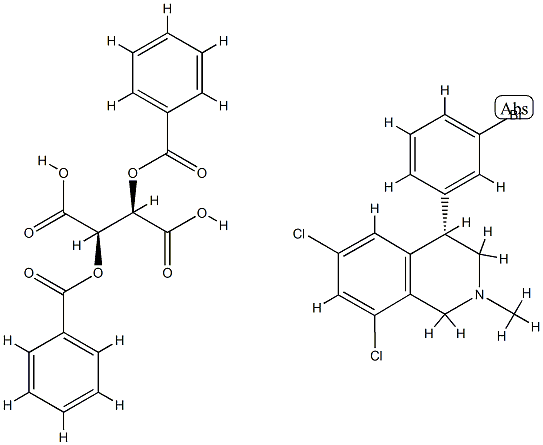 (2R,3R)-2,3-bis(benzoyloxy)butanedioic acid, (4S)-4-(3-bromophenyl)-6,8-dichloro-2-methyl-1,2,3,4-tetrahydroisoquinoline Structure