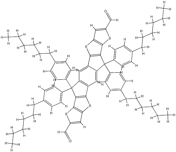 6,6,12,12-Tetrakis(4-hexylphenyl)-6,12-dihydrodithieno[2,3-d:2',3'-d']-s-indaceno[1,2-b:5,6-b']dithiophene-2,8-dicarboxaldehyde Struktur