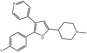 4-[2-(4-氟苯基)-5-(1-甲基-4-哌啶基)-1H-吡咯-3-基]吡啶, 188343-77-3, 结构式
