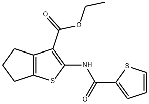 ethyl 2-(thiophene-2-carboxamido)-5,6-dihydro-4H-cyclopenta[b]thiophene-3-carboxylate 化学構造式