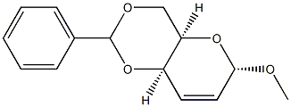 1-O-Methyl-4-O,6-O-benzylidene-2,3-dideoxy-α-D-threo-2-hexenopyranose 结构式