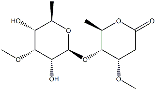 6-デオキシ-3-O-メチル-β-アロピラノシル(1-4)-beta-シマロン酸δ-ラクトン 化学構造式