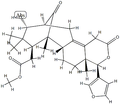 (4R)-4β-(3-フラニル)-1,4,4a,5,6,6aβ,7,8,9,10,11,12-ドデカヒドロ-10α-ヒドロキシ-4aβ,7,9,9-テトラメチル-2,13-ジオキソ-7β,11β-メタノ-2H-シクロオクタ[f][2]ベンゾピラン-8β-酢酸メチル 化学構造式