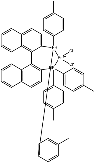 [(R)-(+)-2,2'-ビス(ジ-P-トリルホスフィノ)-1,1'-ビナフチル]パラジウム(II)クロリド 化学構造式