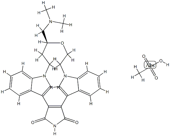 (9S)-9-[(Dimethylamino)methyl]-6,7,10,11-tetrahydro-9H,18H-5,21:12,17-dimethenodibenzo[e,k]pyrrolo[3,4-h][1,4,13]oxadiazacyclohexadecine-18,20(19H)-dione methanesulfonate Structure