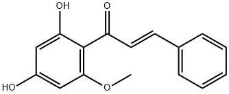 (E)-2',4'-ジヒドロキシ-6'-メトキシカルコン 化学構造式