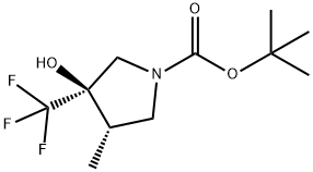 (3R,4S)-叔-丁基 3-羟基-4-甲基-3-(三氟甲基)吡咯烷-1-甲酸基酯 结构式