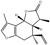 (3S)-3aβ,4,5,8bβ-Tetrahydro-3,4α,8-trimethyl-4-vinylbenzo[1,2-b:3,4-b']difuran-2(3H)-one Struktur
