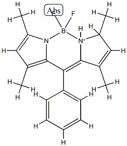 Difluoro{2-[(3,5-dimethyl-2H-pyrrol-2-ylidene-N)phenylmethyl]-3,5-dimethyl-1H-pyrrolato-N}boron Structure