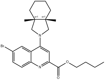 butyl 4-((3aR,7aS)-3a,7a-dimethyl-1H-isoindol-2(3H,3aH,4H,5H,6H,7H,7aH)-yl)-6-bromoquinoline-2-carboxylate Structure