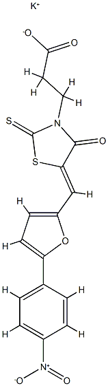 2-チオキソ-4-オキソ-5-[5-(4-ニトロフェニル)フルフリリデン]チアゾリジン-3-プロパン酸カリウム 化学構造式