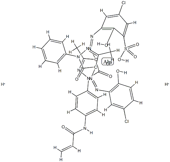 Chromate(2-), [5-chloro-3-[[4,5-dihydro-3-methyl-5-oxo-1-[4-[(1-oxo-2-propenyl)amino]phenyl]-1H-pyrazol-4-yl]azo]-2-hydroxybenzenesulfonato(3-)][4-[(5-chloro-2-hydroxyphenyl)azo]-2,4-dihydro-5-methyl-2-phenyl-3H-pyrazol-3-onato(2-)]-, dihyd 结构式