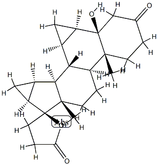 6β,7β:15β,16β-DiMethylene-5β-hydroxy-3-oxo-17α-
pregnane-21,17-carbolactone 化学構造式