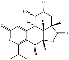 (1S)-1,2,3,3a,5aβ,6,10b,10cβ-Octahydro-1,2α,6α-trihydroxy-3aβ,10bα-dimethyl-7-isopropyl-4H,9H-furo[2',3',4':4,5]naphtho[2,1-c]pyran-4,9-dione Struktur