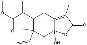 6-Vinyl-2,4,5,6,7,7a-hexahydro-7a-hydroxy-3,6-dimethyl-α-methylene-2-oxo-5-benzofuranacetic acid methyl ester Structure