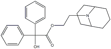α-ヒドロキシ-α-フェニルベンゼン酢酸2-(9-アザビシクロ[3.3.1]ノナン-9-イル)エチル 化学構造式