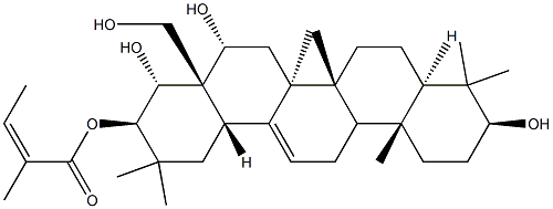 オレアナ-12-エン-3β,16α,21β,22α,28-ペンタオール21-[(Z)-2-メチル-2-ブテノアート] 化学構造式