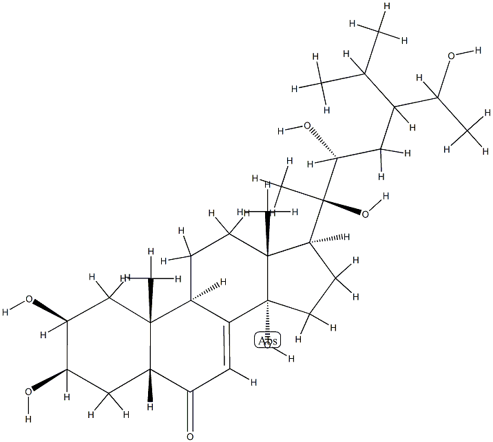 (22R,24ξ)-2β,3β,14,20,22,28-Hexahydroxy-5β-stigmast-7-en-6-one 结构式
