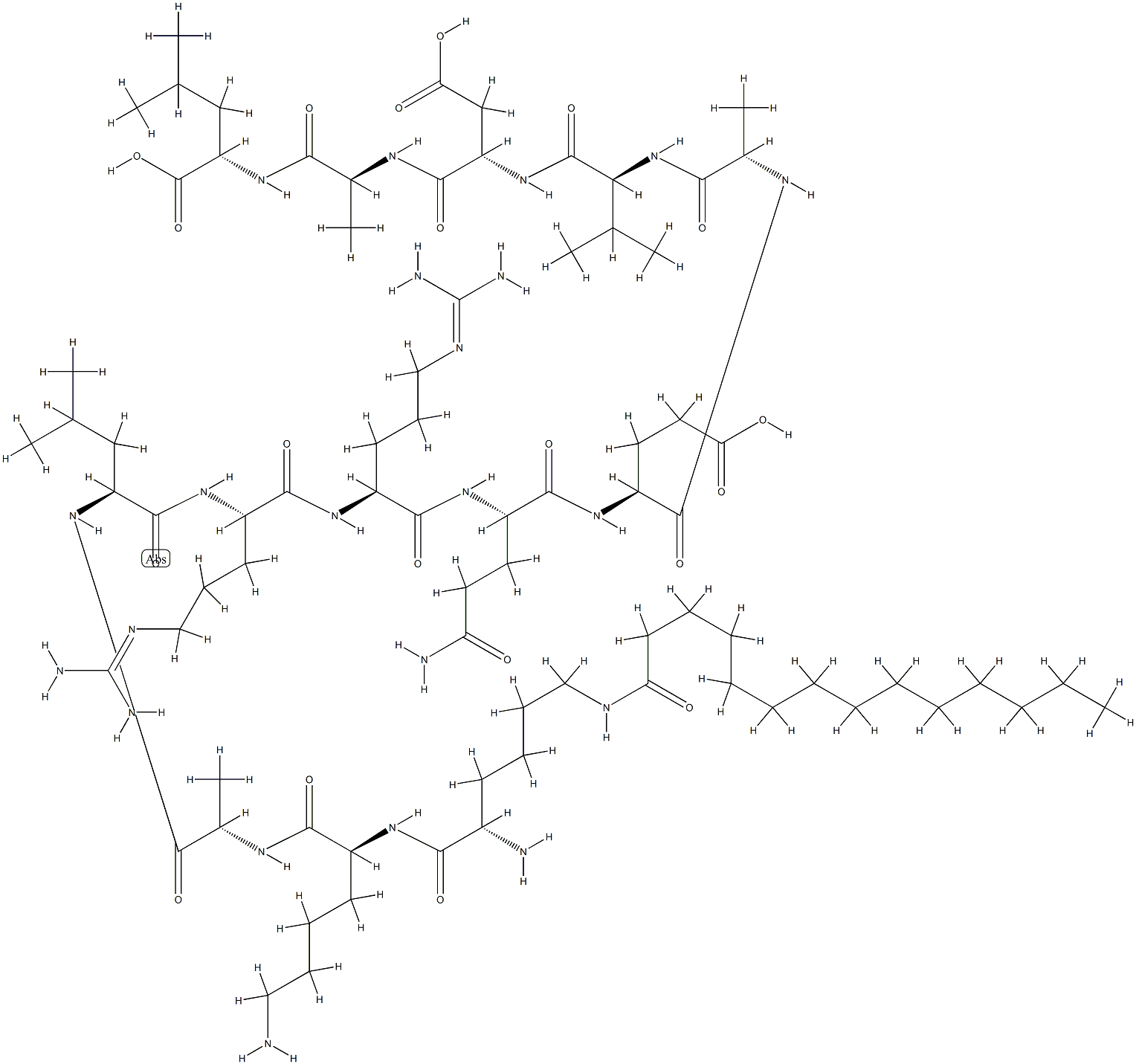 H-LYS(MYR)-LYS-ALA-LEU-ARG-ARG-GLN-GLU-ALA-VAL-ASP-ALA-LEU-OH, 201422-04-0, 结构式