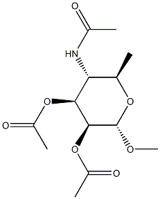 Methyl 2-O,3-O-diacetyl-4-(acetylamino)-4,6-dideoxy-α-D-mannopyranoside 结构式