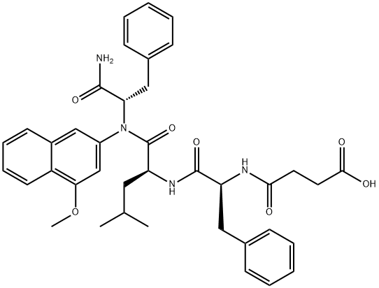 スクシニル-フェニルアラニル-ロイシル-フェニルアラニル-メトキシナフチルアミド 化学構造式