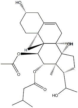 (14β)-Pregn-5-ene-3β,11α,12β,14,20-pentol 11-acetate 12-(3-methylbutanoate) Structure