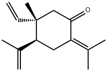 [4S,(+)]-2-イソプロピリデン-4β-イソプロペニル-5α-ビニル-5-メチルシクロヘキサノン 化学構造式