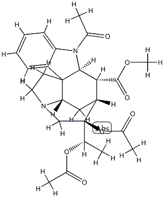 (19S)-1-アセチル-19,20-ジアセトキシクラン-17-酸メチル 化学構造式
