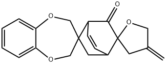 4''-Methylene-7',8'-didehydro-4'',5''-dihydrodispiro[2H-1,5-benzodioxepin-3(4H),2'-bicyclo[2.2.2]octane-5',2''(3''H)-furan]-6'-one 结构式
