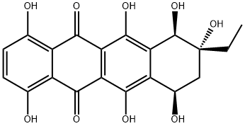 (7R)-8-Ethyl-7,8,9,10-tetrahydro-1,4,6,7,8α,10β,11-heptahydroxy-5,12-naphthacenedione Struktur