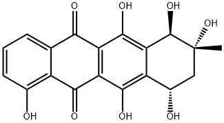 (7R)-7,8,9,10-Tetrahydro-1,6,7β,8α,10α,11-hexahydroxy-8-methyl-5,12-naphthacenedione Struktur
