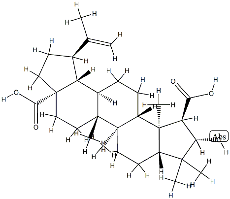 2α-カルボキシ-3β-ヒドロキシ-A(1)-ノル-5α-ルパン-20(29)-エン-28-酸 化学構造式