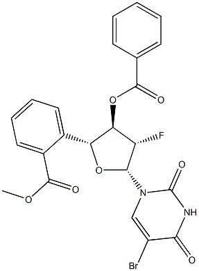 5-溴-1-(3,5-二-O-苯甲酰基-2-脱氧-2-氟-BETA-D-阿拉伯呋喃糖基)-2,4(1H,3H)-嘧啶二酮 结构式